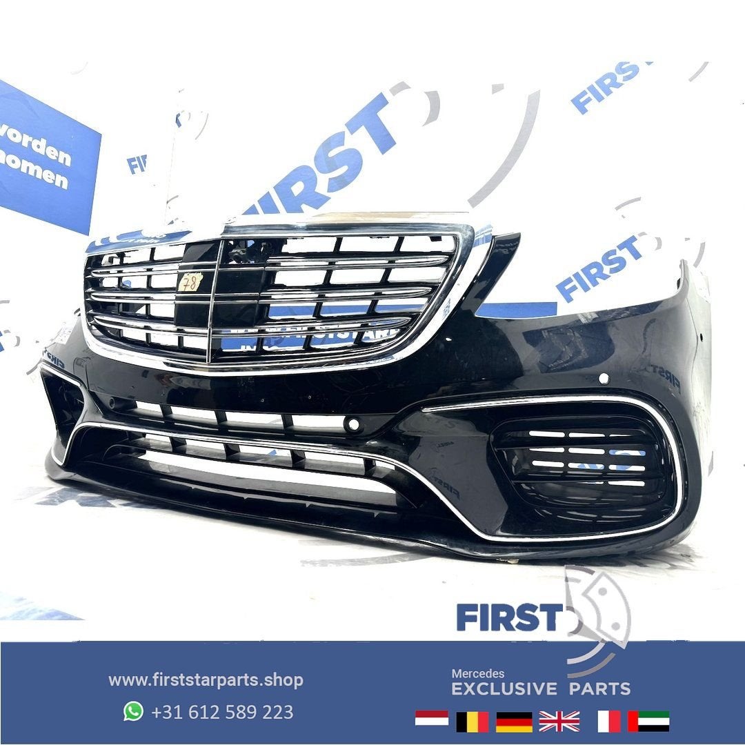 BUMPER W222 S63 AMG VOORBUMPER COMPLEET ZWART WIT GRIJS Merc, Auto-onderdelen, Gebruikt, -, Voor, Ophalen of Verzenden