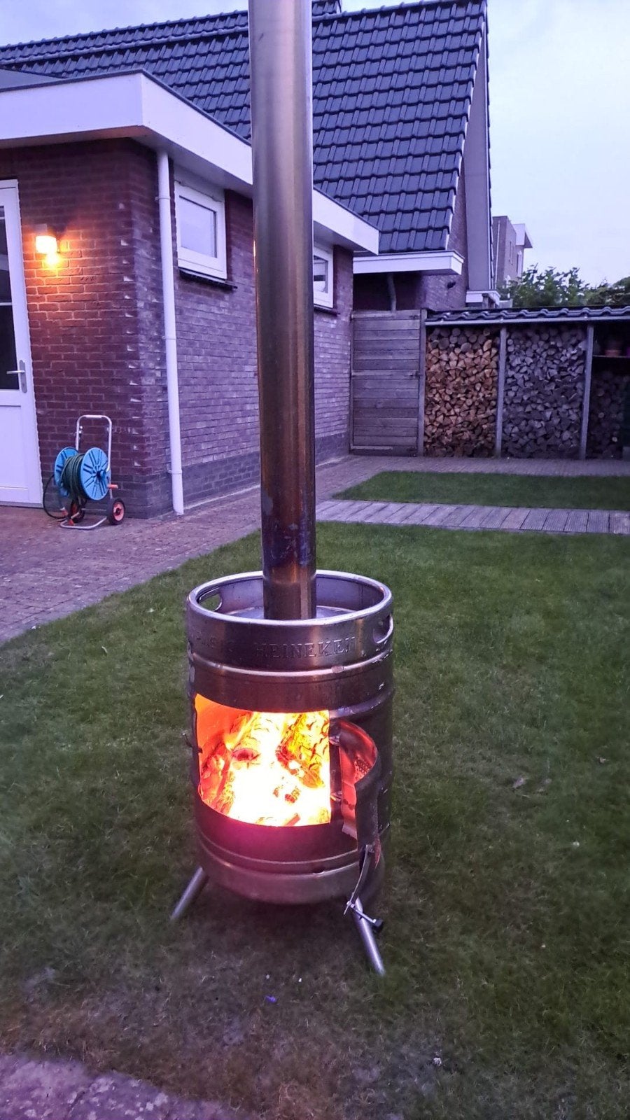 vuurton/buitenhaard,rvs,bierfust.tuinkachel,gratis verzendin, Ophalen of Verzenden, Gebruikt, Vuurton