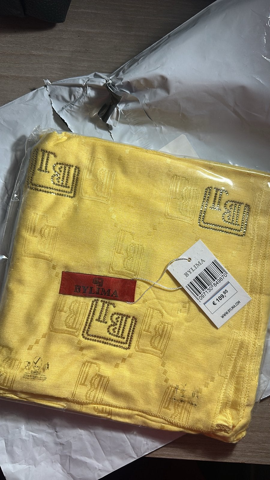 Lichtgele bylima hoofddoek, Kleding | Dames, Ophalen of Verzenden, Nieuw, Sjaal