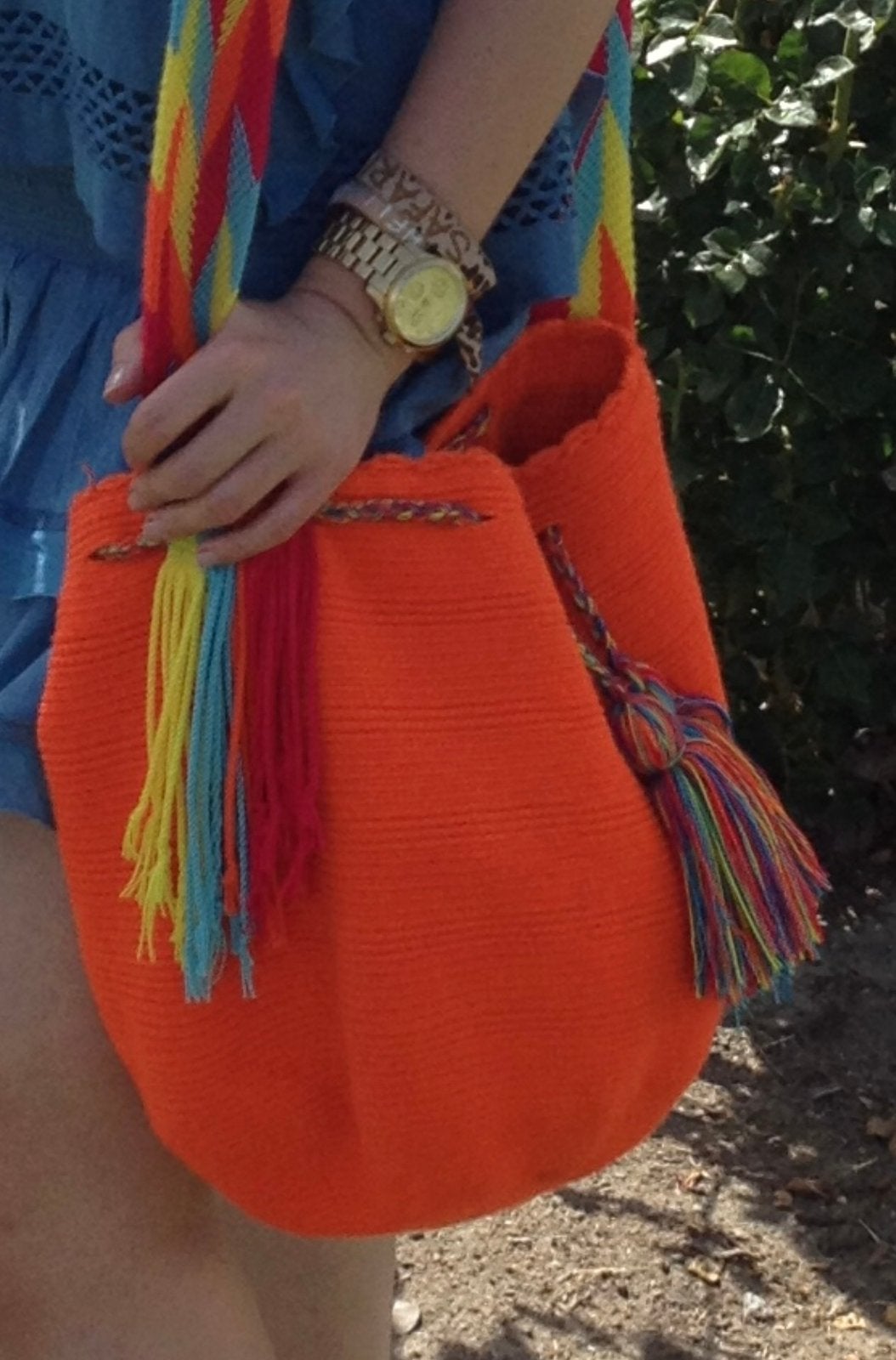 Mochila boho handgemaakte geweven crochet oranje tas, Ophalen of Verzenden, Zo goed als nieuw, Oranje, Overige typen