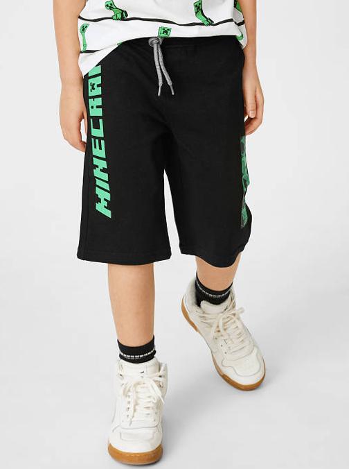 Minecraft zwart groen short sweatshort van katoen maat 164, Broek, C&A, Nieuw, Ophalen of Verzenden