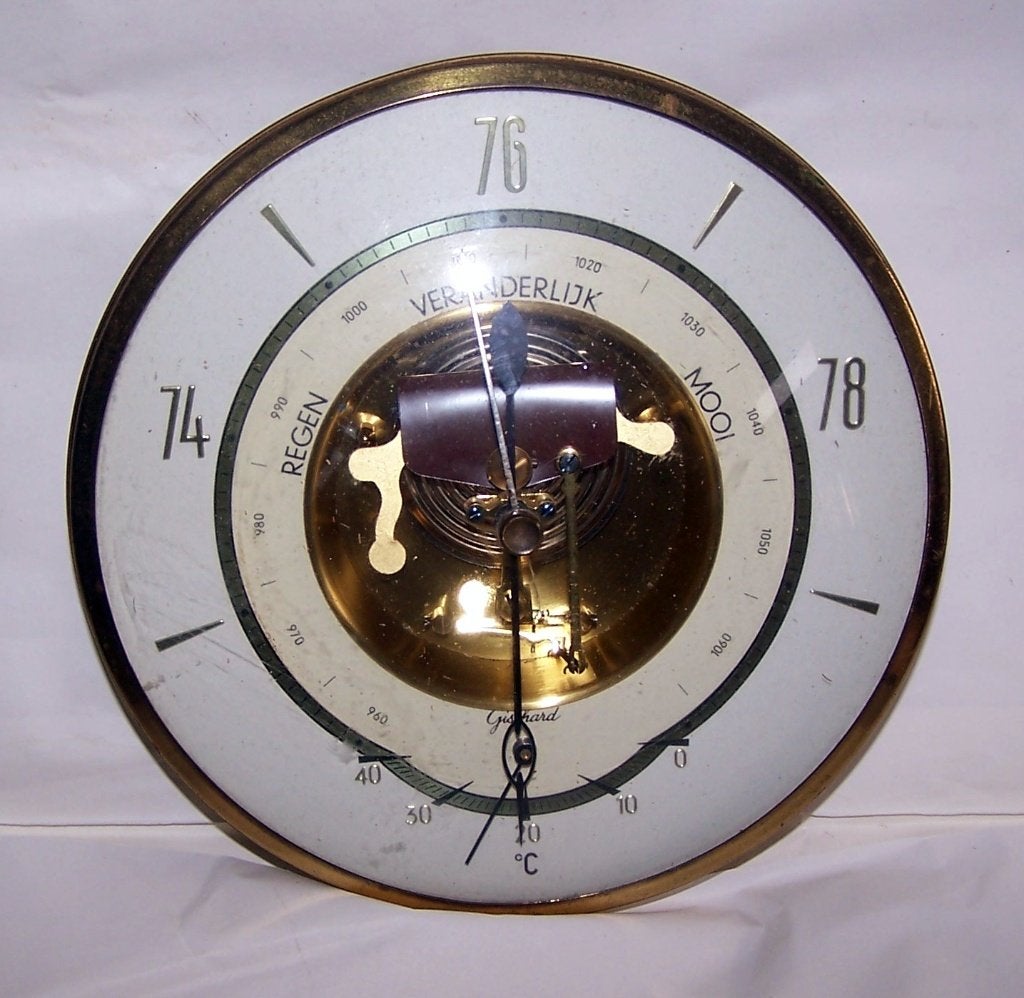 Mooie vintage Gischard barometer met thermometer. Izgs., Antiek en Kunst, Ophalen of Verzenden