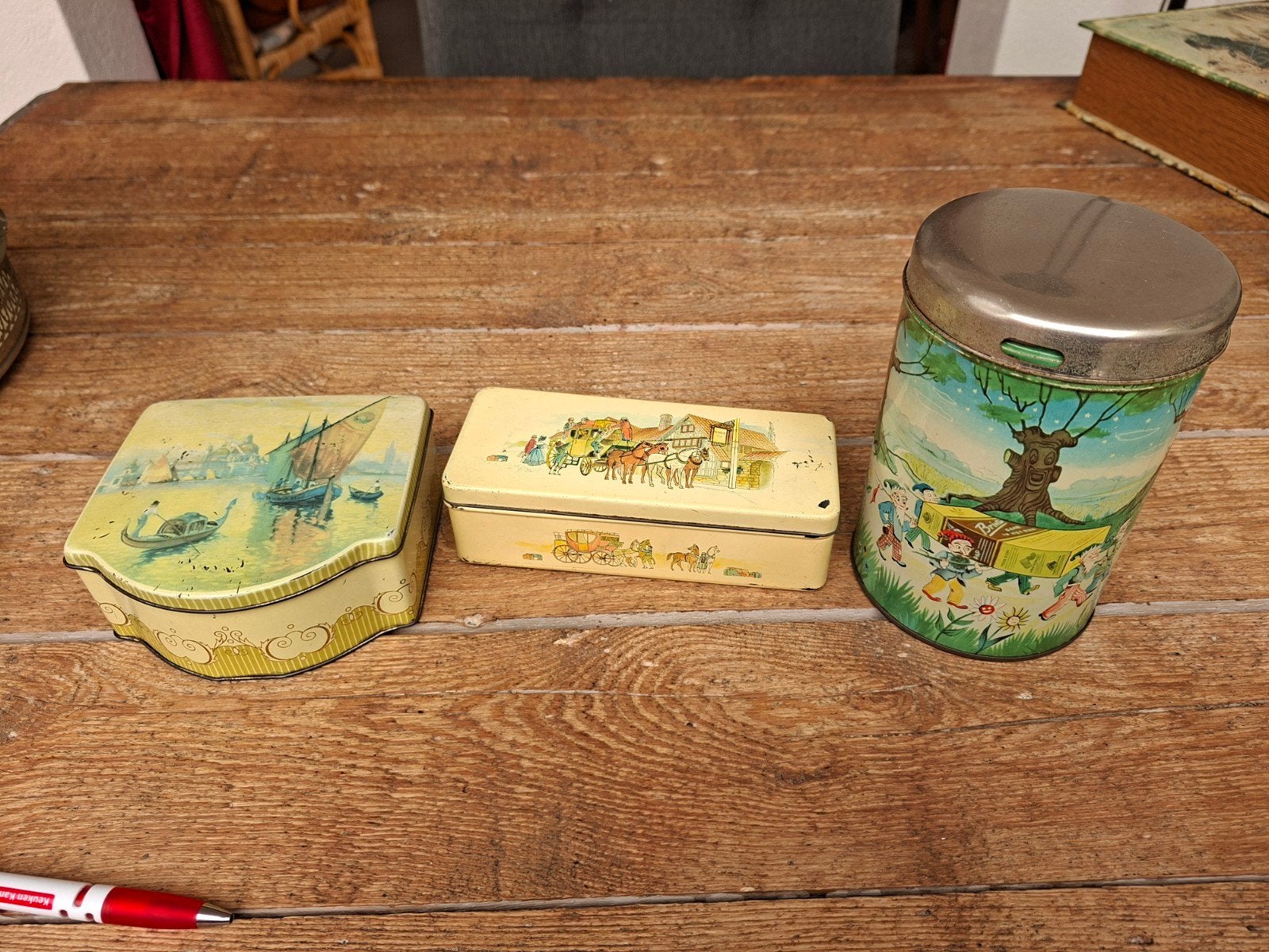 Een 3tal vintage blikken., Verzamelen, Ophalen of Verzenden, Gebruikt, Overige
