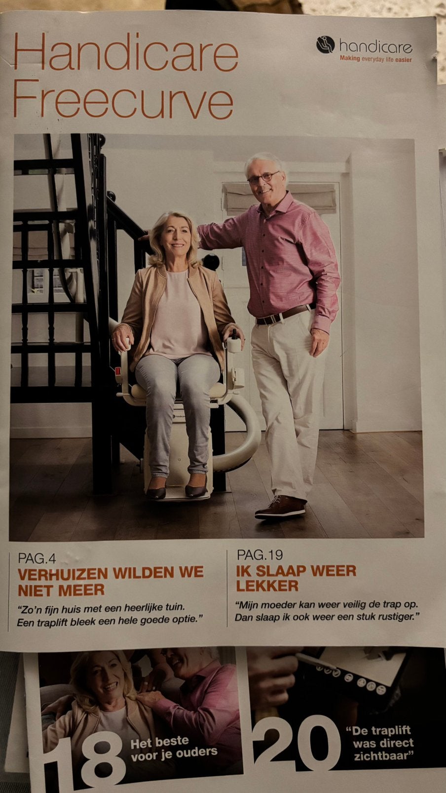 Handicare free curve traplift linksdraaiend compleet, Ophalen, Zo goed als nieuw, Met bocht