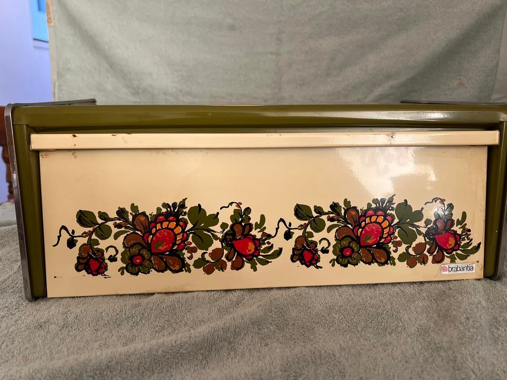 Vintage Brabantia Broodtrommel met Bloemmotief, Ophalen of Verzenden, Metaal, Broodtrommel, Brabantia