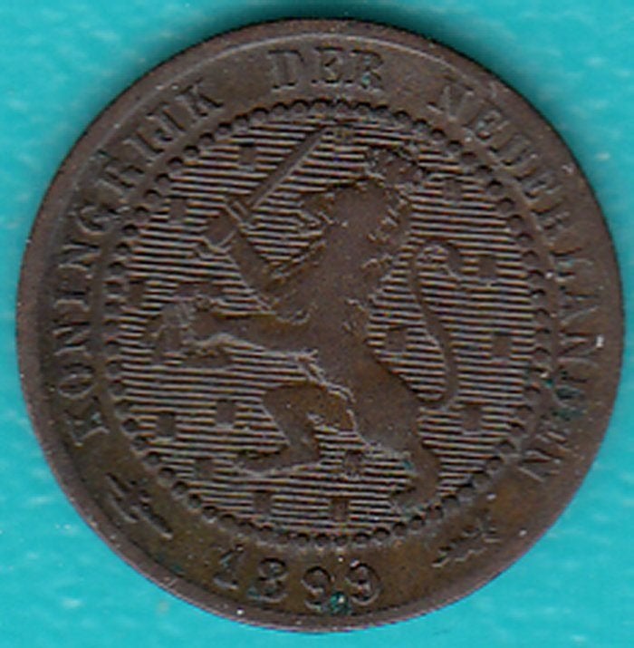 Nederland 1 cent 1899 Wilhelmina, Sch. 967 in munthouder, Ophalen of Verzenden, Koningin Wilhelmina, 1 cent, Losse munt