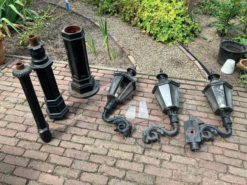 Smeedijzeren lantaarnpaal, Ophalen, Gebruikt, Staande lamp, Netvoeding