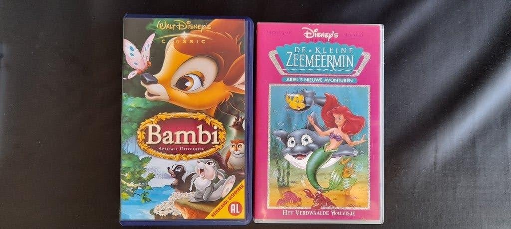 VHS De Kleine Zeemeermin & Bambi, Alle leeftijden, Ophalen of Verzenden, Gebruikt, Tekenfilm