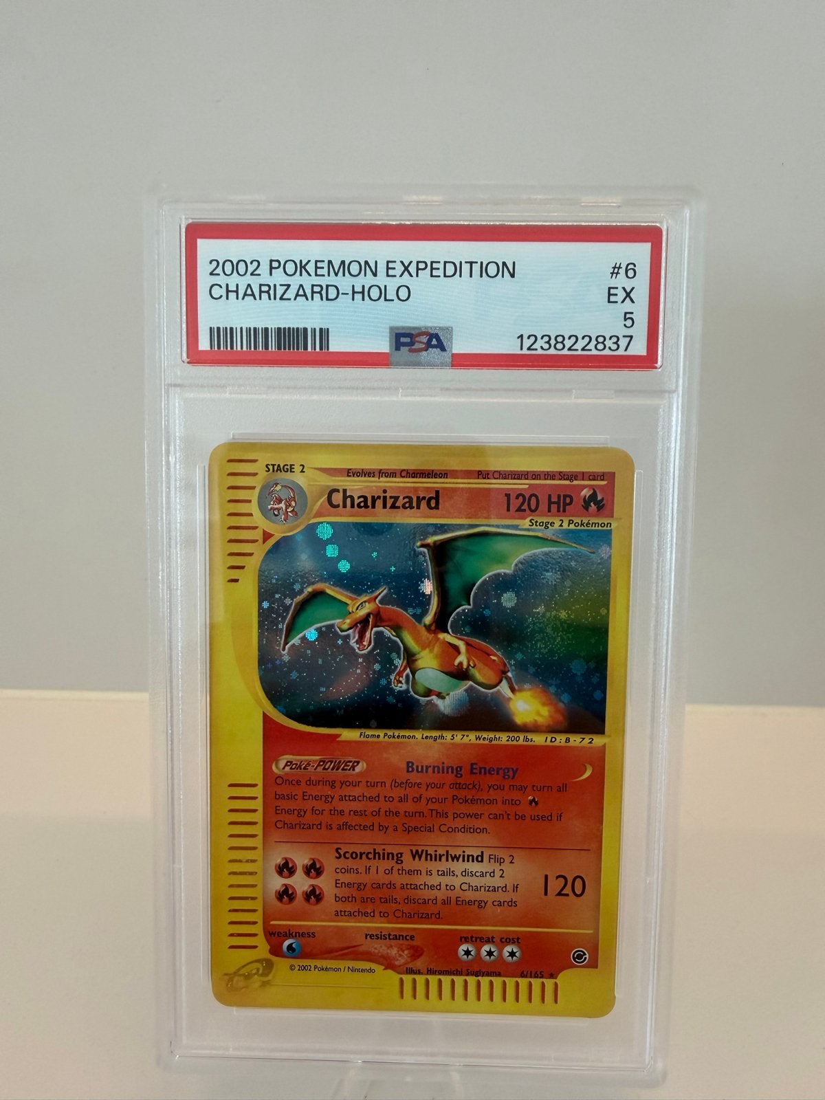 Charizard Holo #6 PSA 5 - 2002 Pokemon Expedition, Hobby en Vrije tijd, Verzamelkaartspellen | Pokémon, Ophalen of Verzenden, Gebruikt