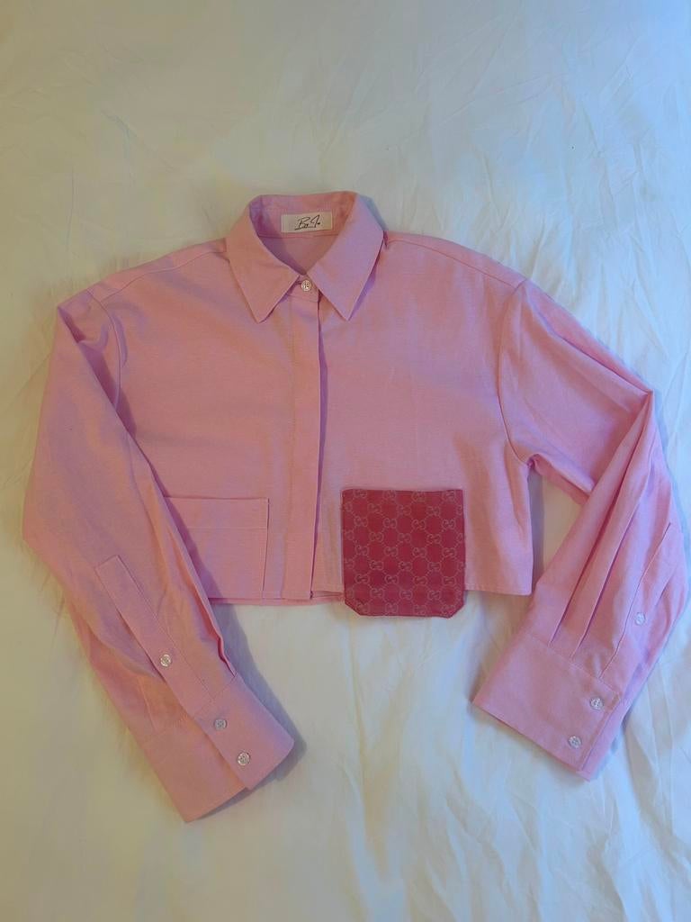 Handmade blouse met gucci logo, Kleding | Dames, Blouses en Tunieken, Ophalen of Verzenden, Zo goed als nieuw, Roze