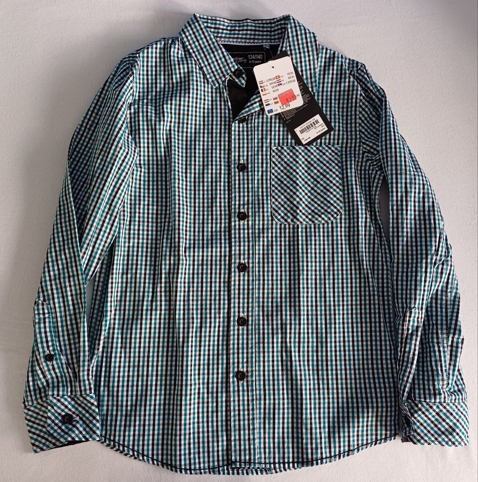 Ruitblouse zwart/groen mt 134/140, Chapter Young, Overhemd of Blouse, Nieuw, Ophalen of Verzenden