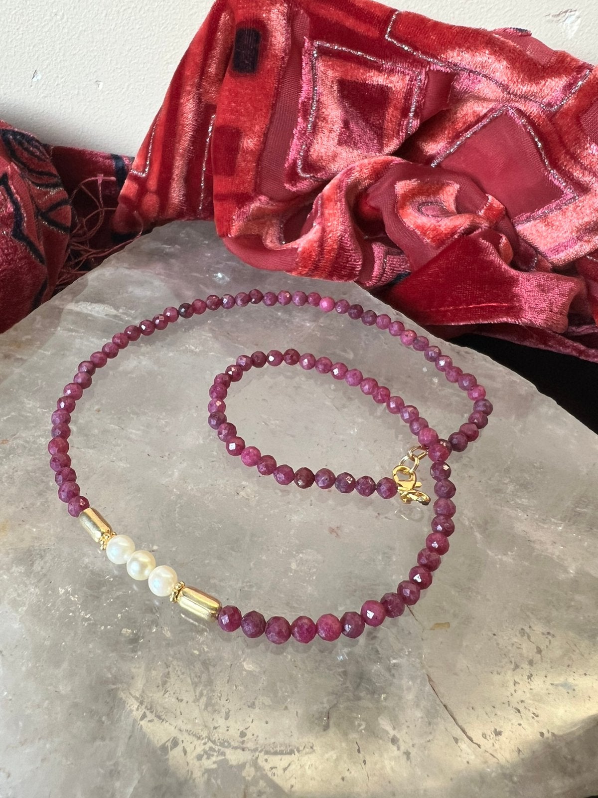 Robijn AKOYA zoutwater parel geluk beschermt uniek liefde, Sieraden, Tassen en Uiterlijk, Kettingen, Magnolia11, Nieuw, Ophalen of Verzenden
