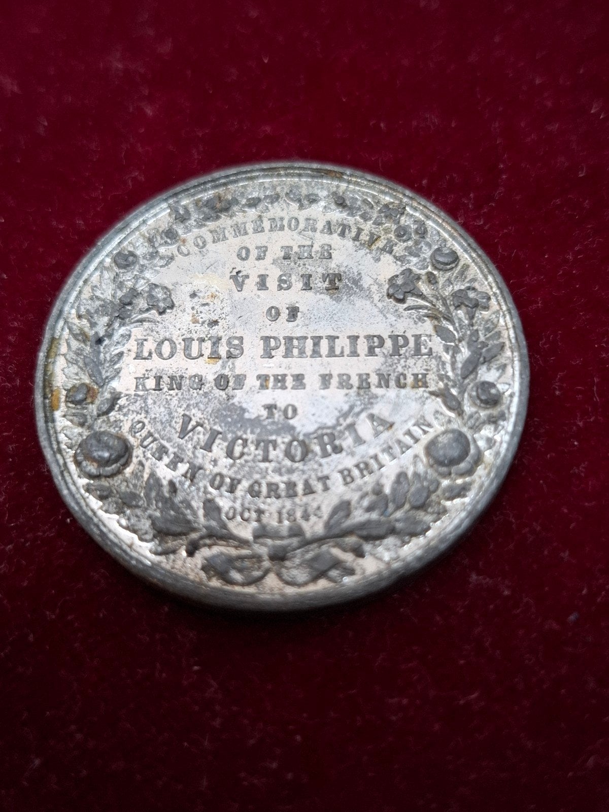 Herdenkingsmedaille Louis Philippe & Koningin Victoria 1844, Ophalen of Verzenden, Zilver, Buitenland
