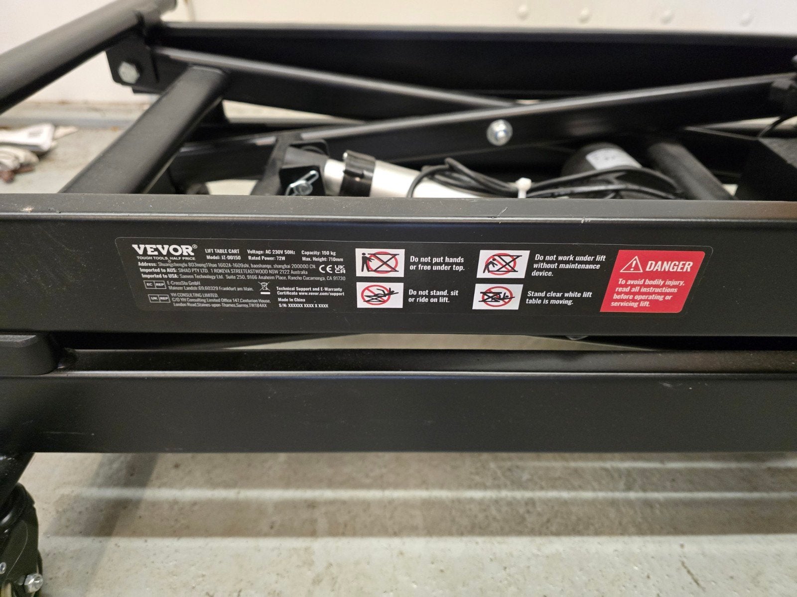 Vevor Elektrische Hefbrug Werkbank met Wielen, Doe-het-zelf en Verbouw, Werkbanken, Ophalen, Zo goed als nieuw, 70 tot 120 cm