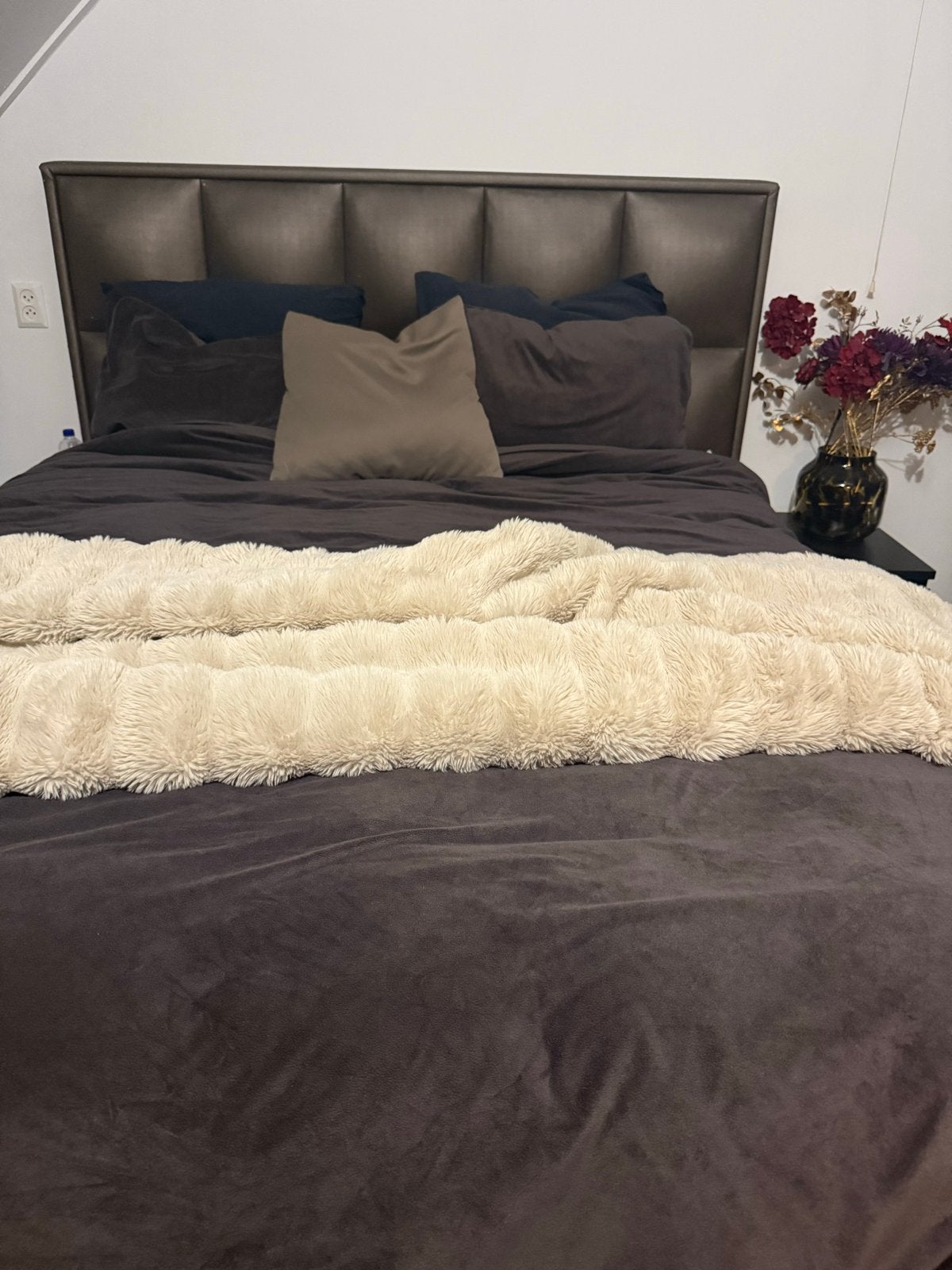 Tweepersoons boxspring met opbergkist, hotel chique, Ophalen, Bruin, Tweepersoons, Zo goed als nieuw