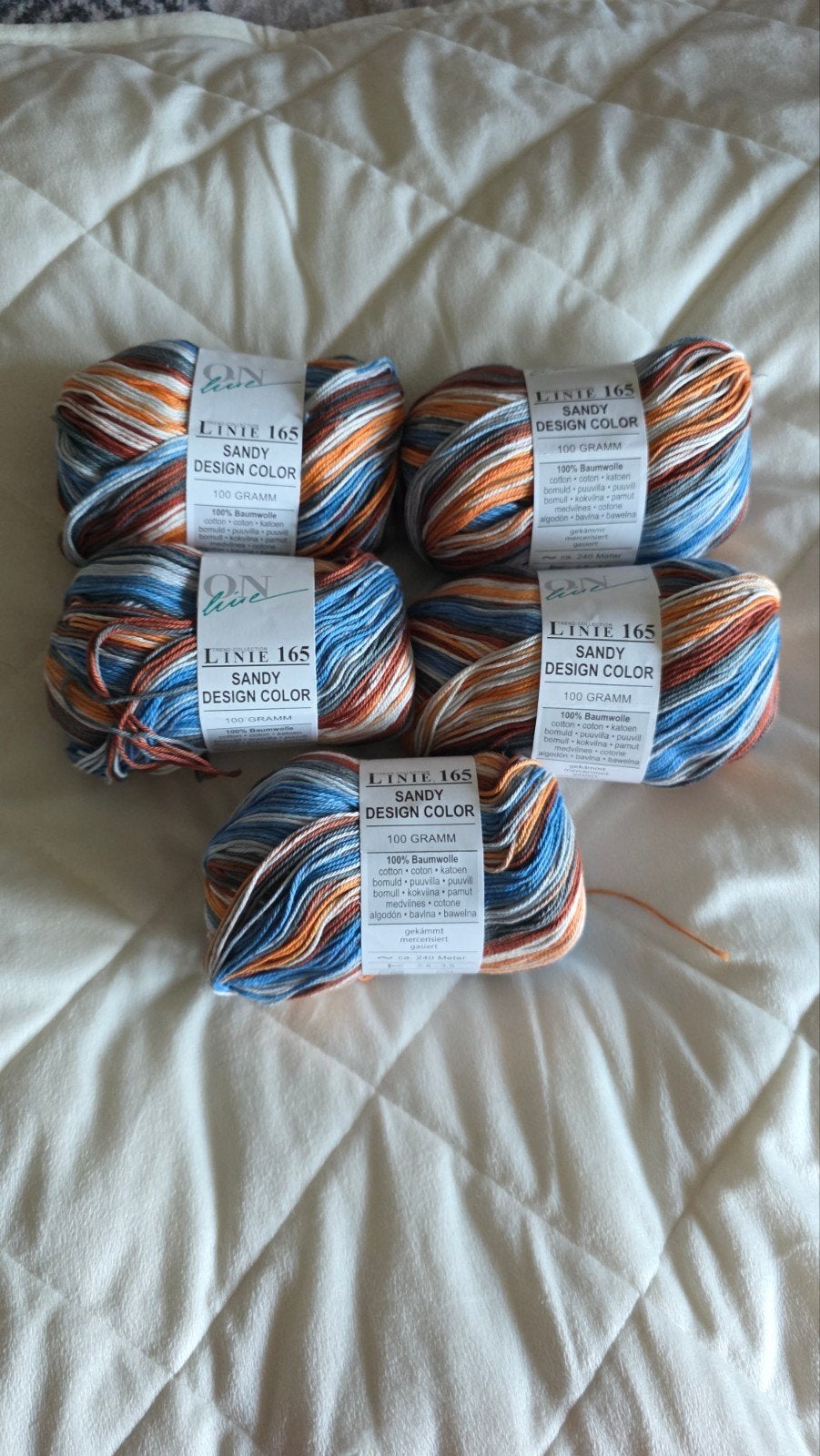 5 bollen Linie 165 Sandy Design Color katoen garen, Ophalen of Verzenden, Nieuw, Breien of Haken, Wol of Garen