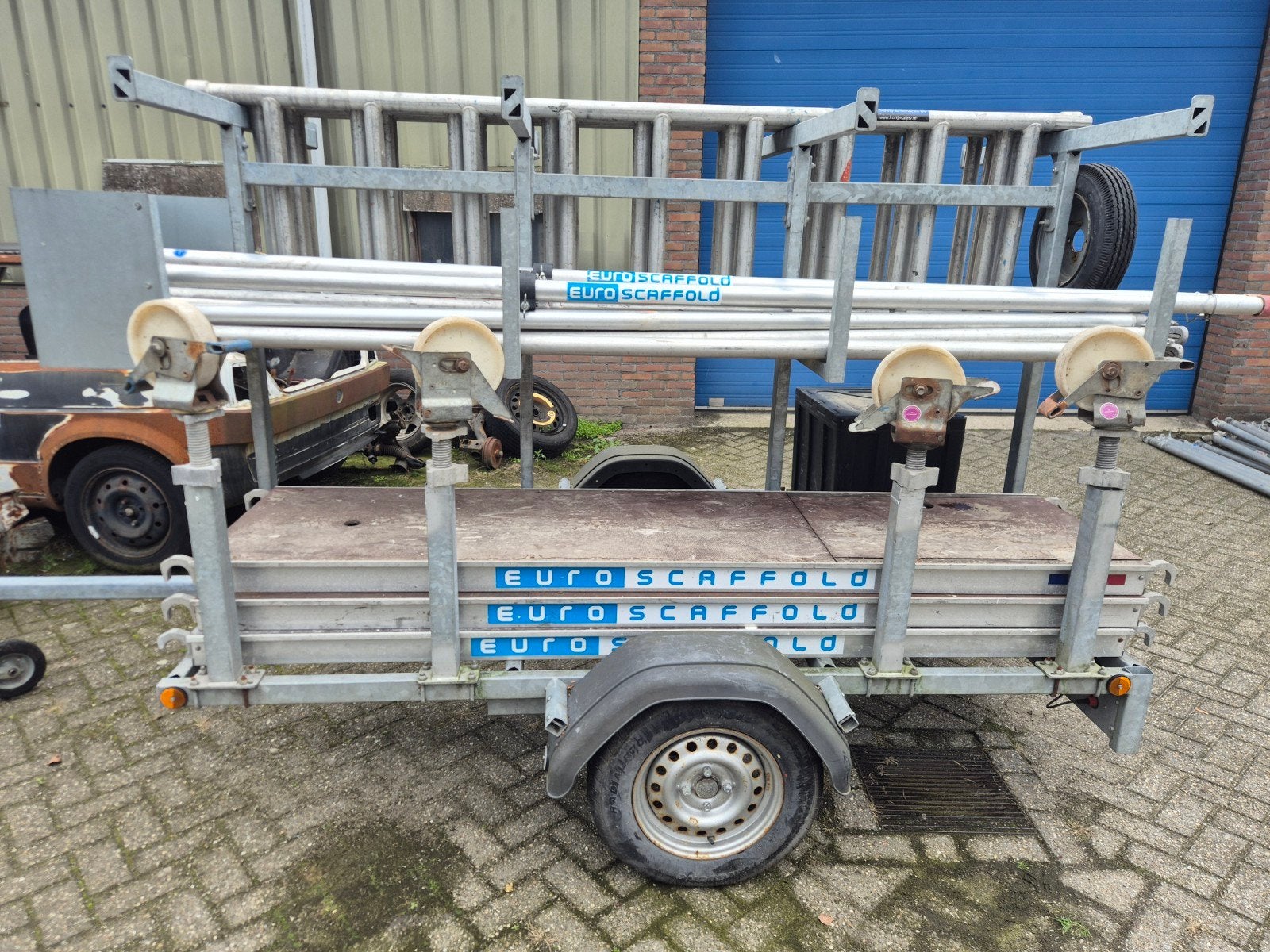 euroscaffold rolsteiger 9meter wh op aanhanger, Ophalen, Gebruikt, Rolsteiger of Kamersteiger, 5 meter of hoger