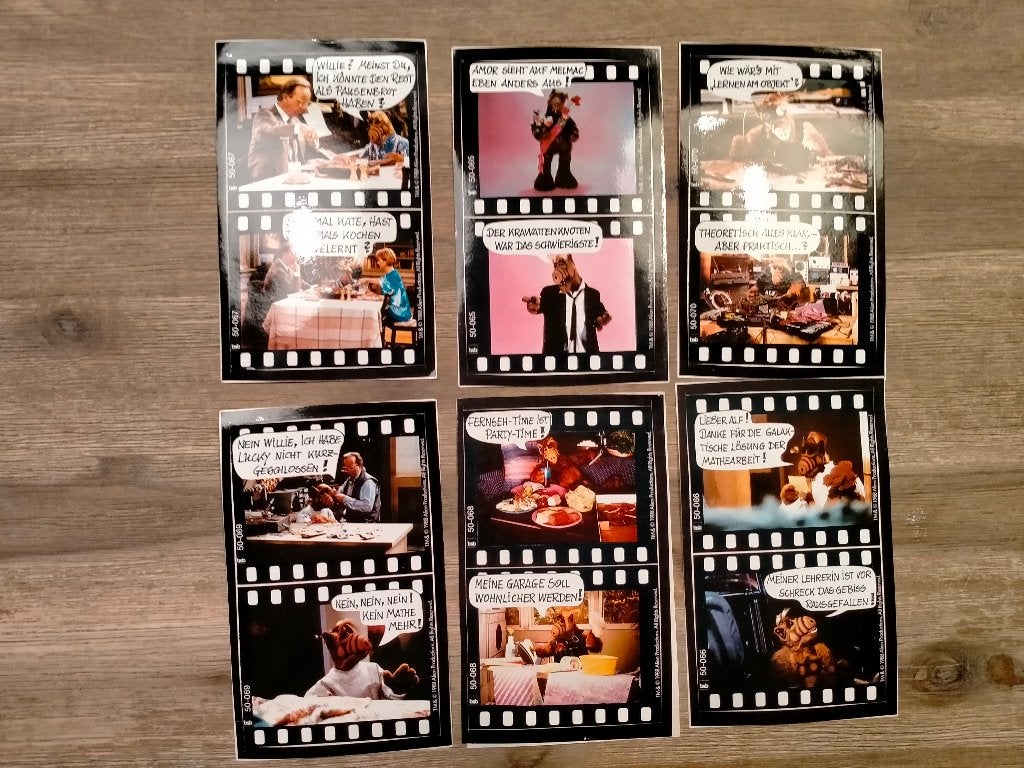Alf 1988 Alien film tv vintage stickers DUITS DUITSTALIG, Verzamelen, Verzenden, Zo goed als nieuw, Overige typen