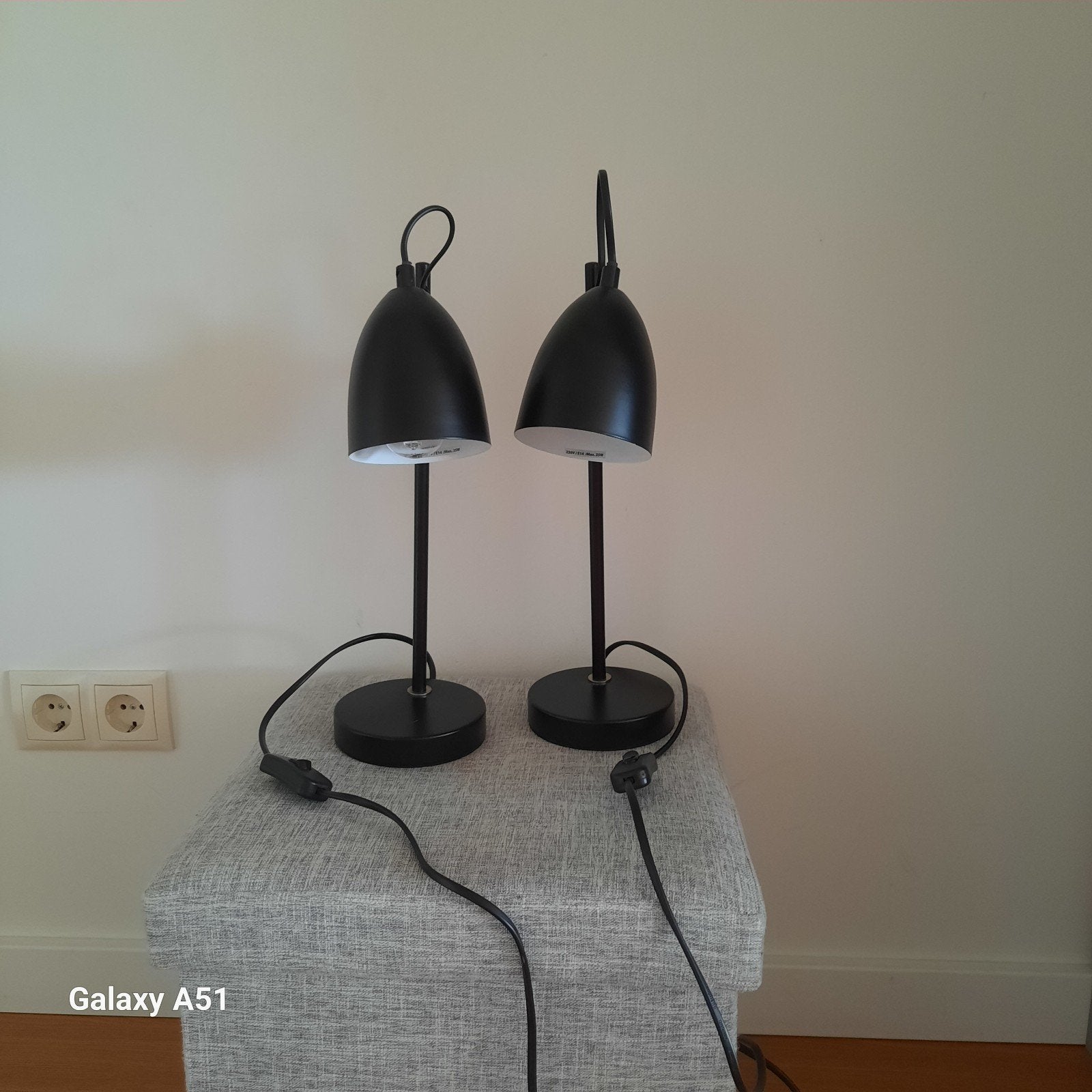 Set van 2 zwarte functionele lampjes, E14, max 25W, Ophalen, Modern, Industrieel, Zo goed als nieuw, Metaal