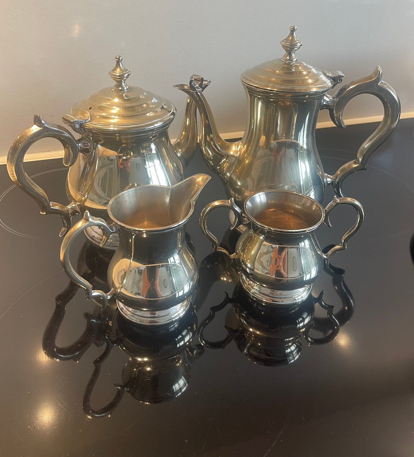 Antiek verzilverd koffie- en thee servies, Ophalen of Verzenden