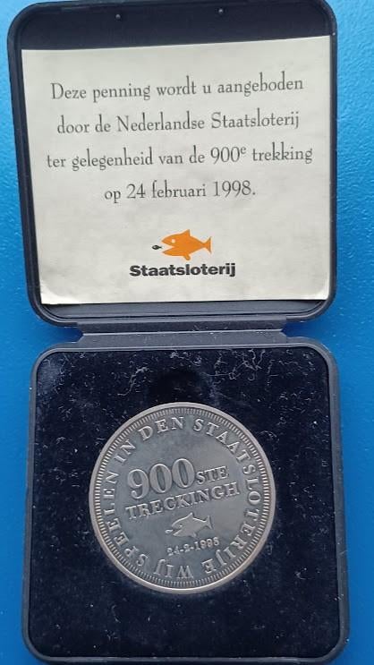 Doosje met Penning 900ste TRECKINGH Staatsloterij - 1998, Verzenden, Overige materialen, Nederland