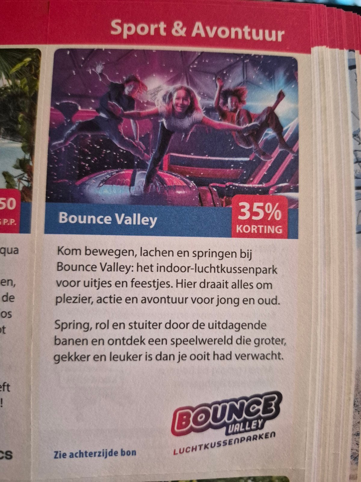 Bounce valley 35% korting, Drie personen of meer, Kortingsbon