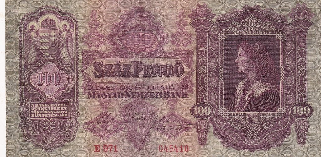 Hongarije 100 pengo 1-7-1930, Verzenden, Hongarije, Los biljet