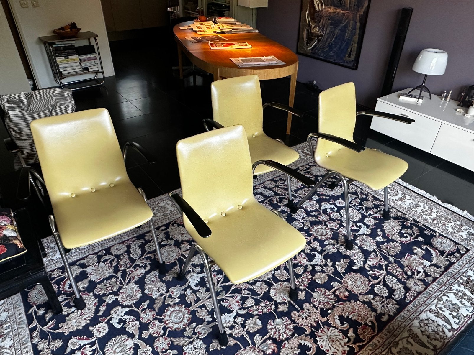 Vintage eettafelstoelen (4) €20, per stuk, Ophalen, Gebruikt