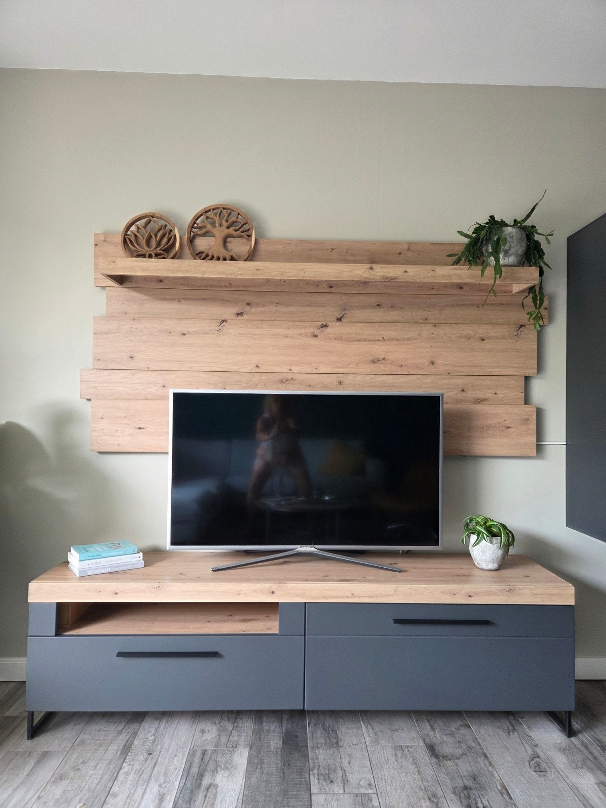 TV meubel set: Wandmeubel, TV kast, Ophalen, 150 tot 200 cm, Zo goed als nieuw, Minder dan 100 cm