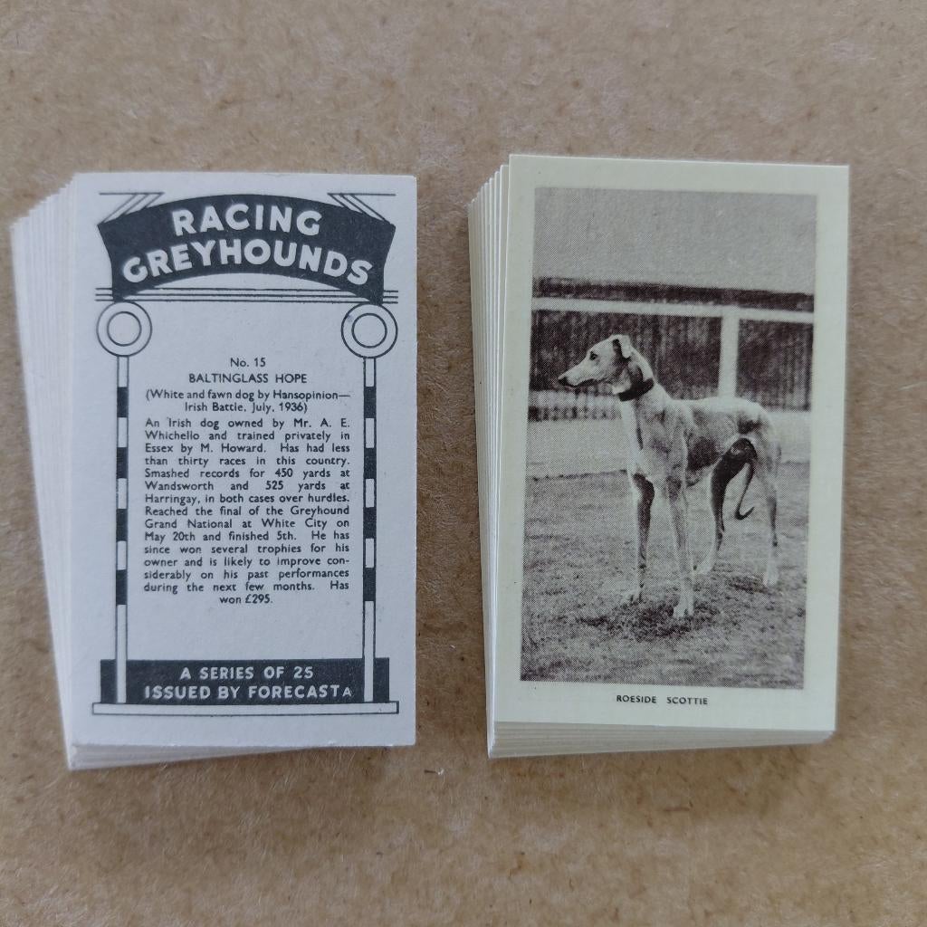 Racing Greyhounds compl. set 25 honden cigarette cards 1939, Ophalen, Gebruikt