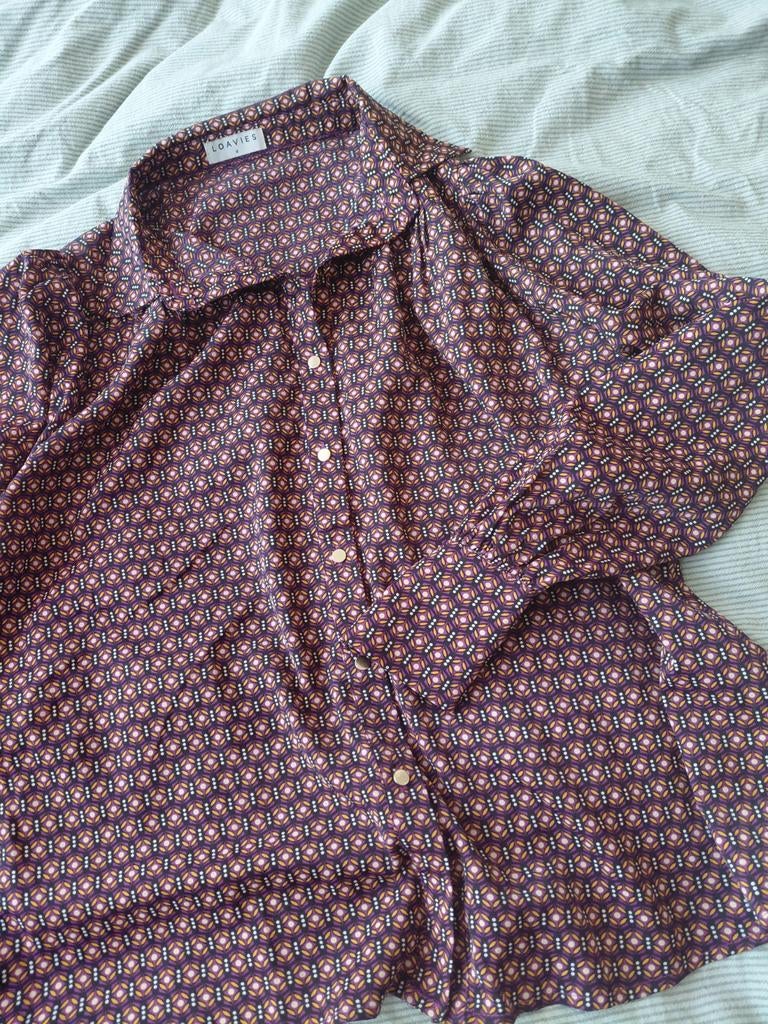 Loavies Blouse met Geometrische Print - Maat M, Maat 38/40 (M), Paars, Ophalen of Verzenden, Loavies