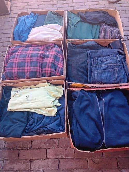 16 volle dozen goede heren kleding mt L - XL cq 50 - 52 - 54, Ophalen, Gedragen, Maat 52/54 (L)