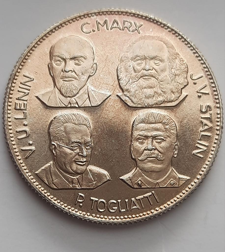Medaille Italië-Lenin, Marx, Stalin en Togliatti., Ophalen of Verzenden, Zilver, Buitenland