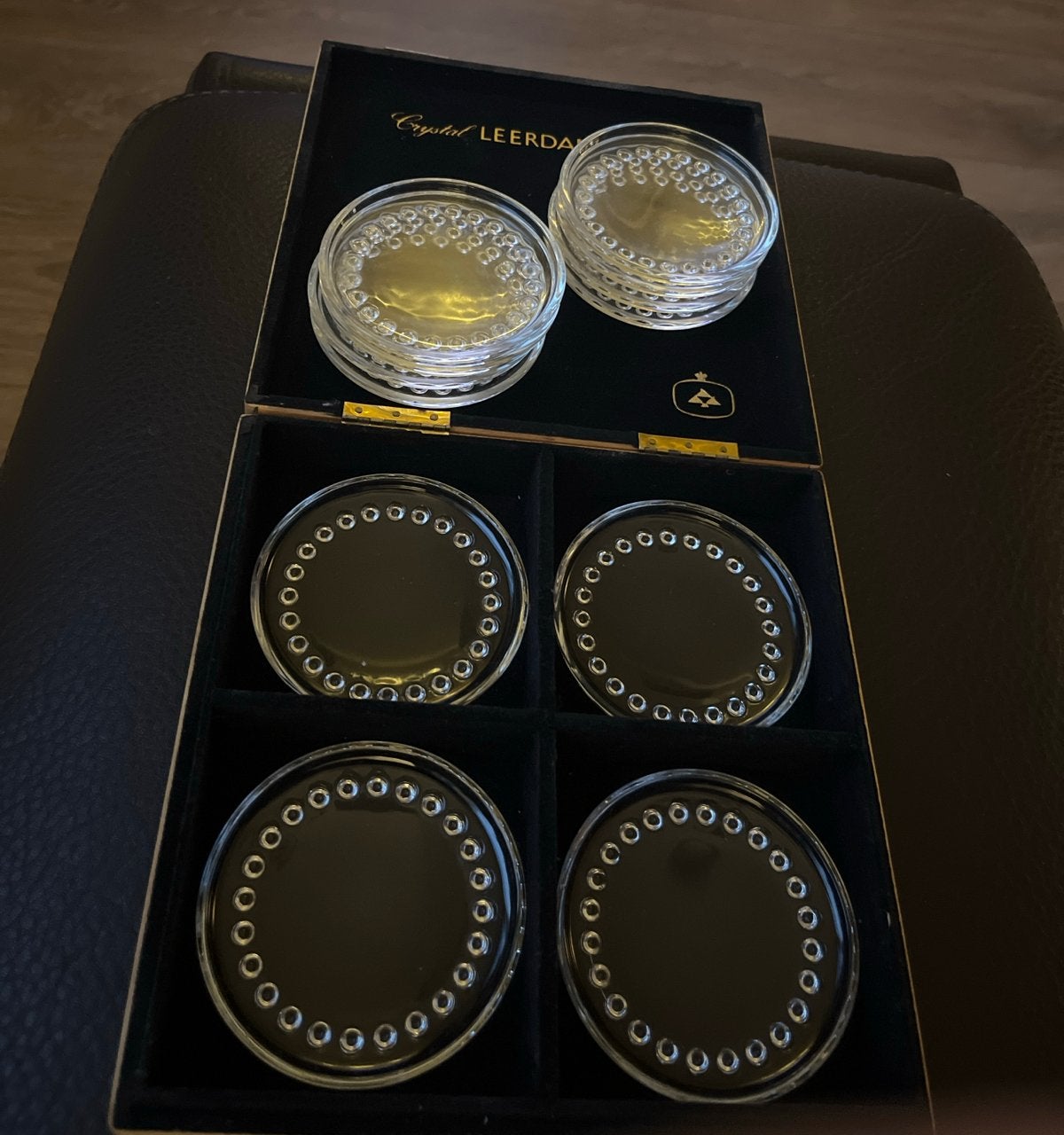 Crystal Leerdam glazen onderzetters set, Ophalen of Verzenden