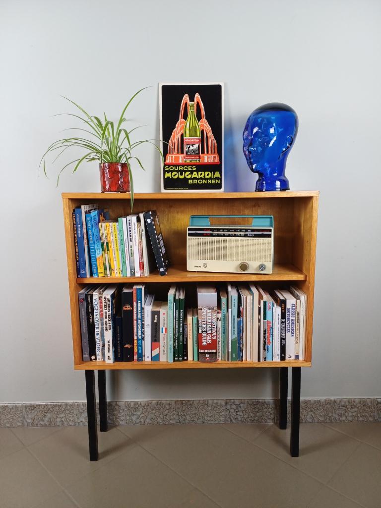 Midcentury-modern houten boekenkast retro vintage, Ophalen, Gebruikt, 50 tot 100 cm, Minder dan 25 cm