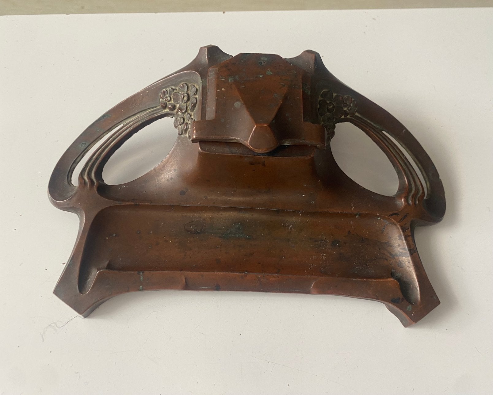 Art nouveau  bronzen inktpot  Amsterdamse school, Verzenden