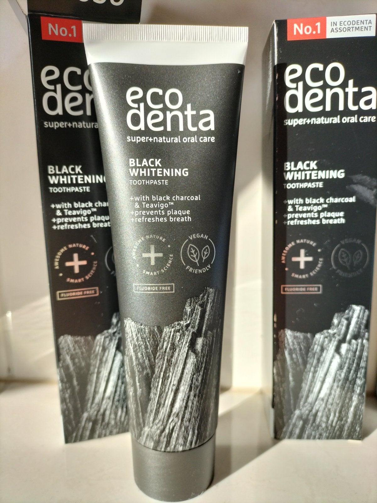 3 tubes Ecodenta Black Whitening Tandpasta, Ophalen of Verzenden, Nieuw, Tandpasta