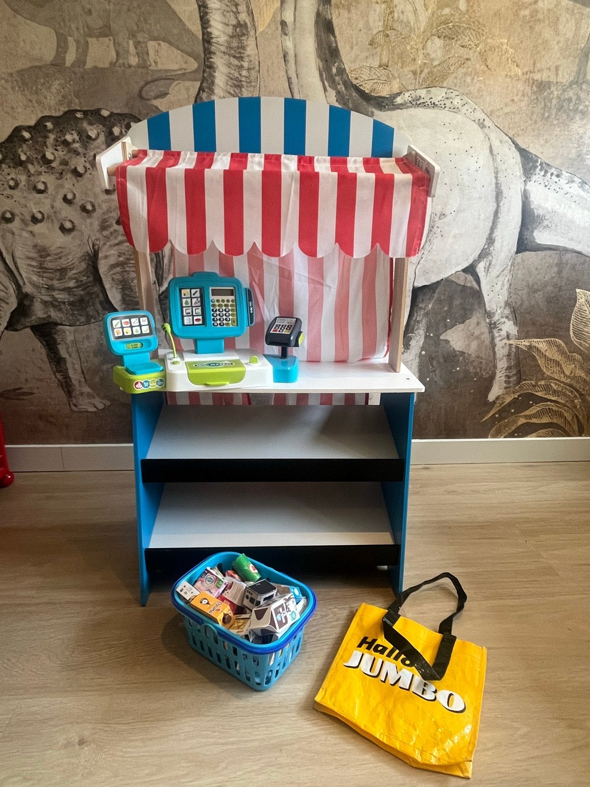 Houten Speelgoedwinkel & Theater 2-in-1 met accessoires, Ophalen, Zo goed als nieuw