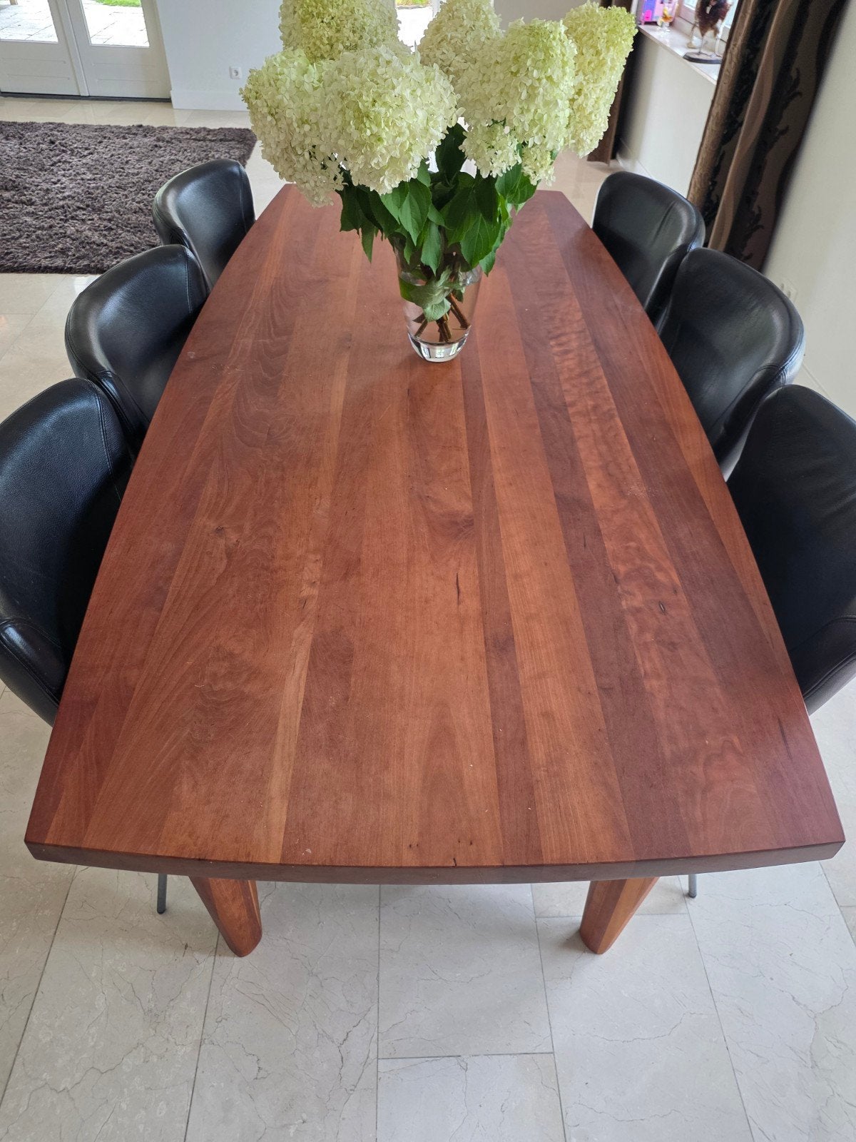 Kersenhouten eettafel - 220x100 cm, Gebruikt, 100 tot 150 cm, 200 cm of meer, Ophalen of Verzenden