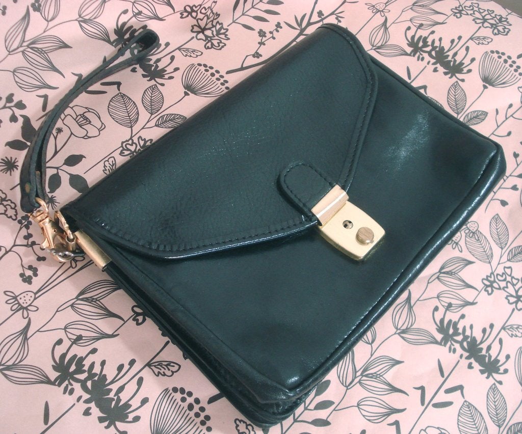 LEREN CLUTCH TAS♥️ met slot NIEUW!, Verzenden, Nieuw, Zwart, Overige typen