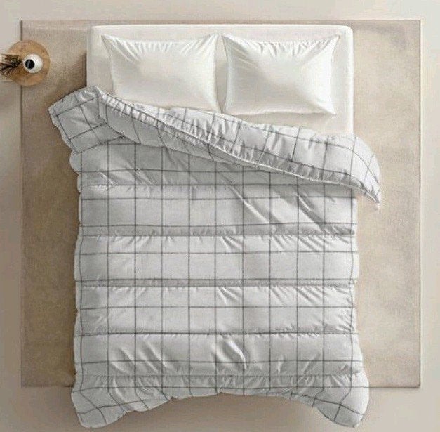Sleeptime Lazy Dekbed Deep Check Wit 240x220, Lits-jumeaux, Info@royaltextile.nl, Wit, Royal Textile