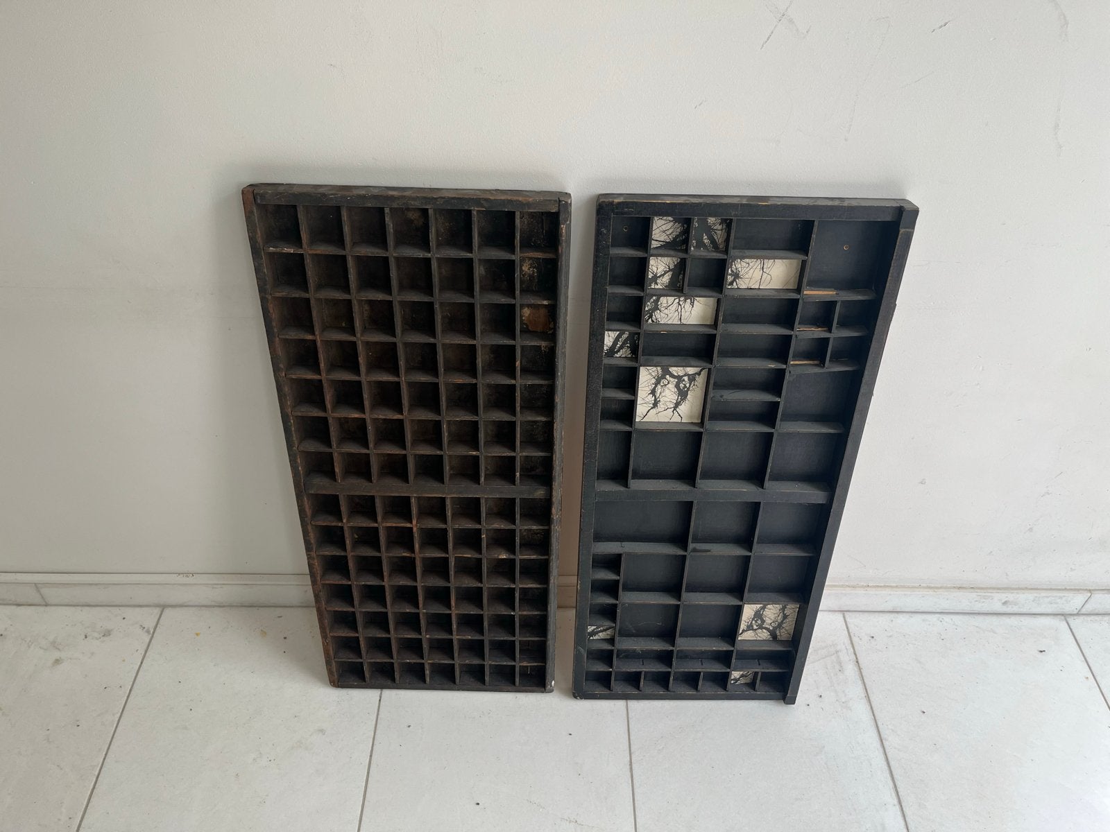 Set van 2 antieke letterbakken, Ophalen