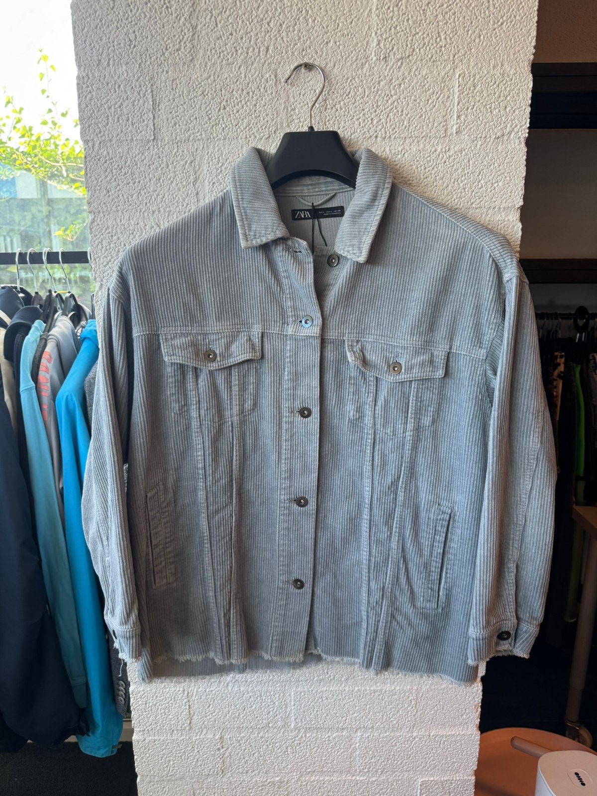 Zara corduroy rib jas maat L blauw, Ophalen of Verzenden, Zo goed als nieuw, Maat 38/40 (M), Blauw
