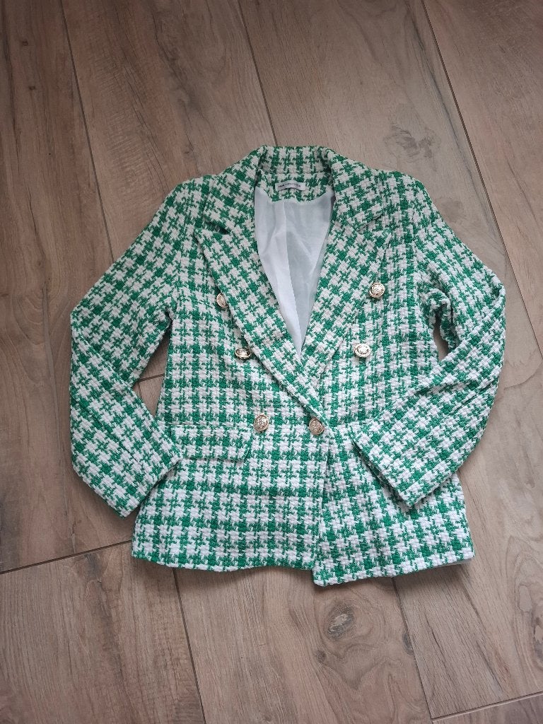 New Collection - blazer groen wit - maat S / M, Kleding | Dames, Ophalen of Verzenden, Zo goed als nieuw, Jasje, Maat 36 (S)