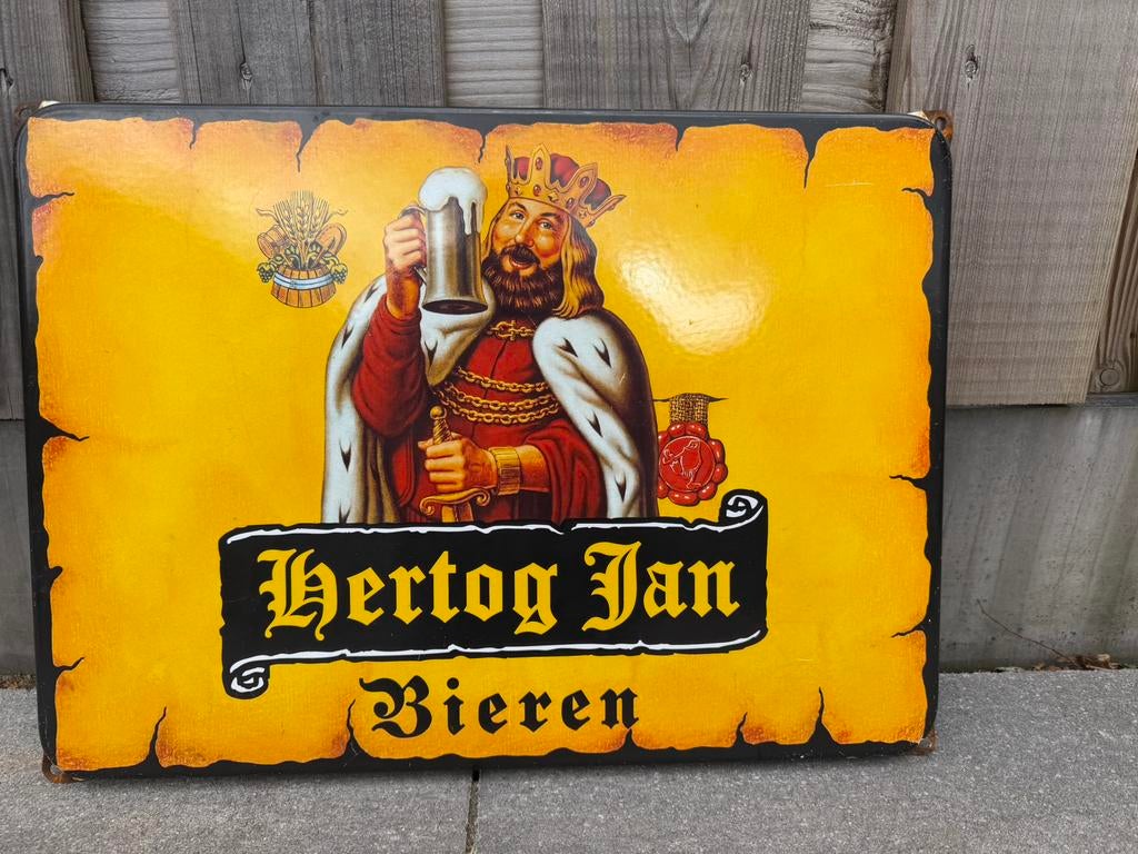 Hertog Jan Bieren emaille reclamebord, Verzamelen, Reclamebord, Gebruikt, I, Ophalen of Verzenden