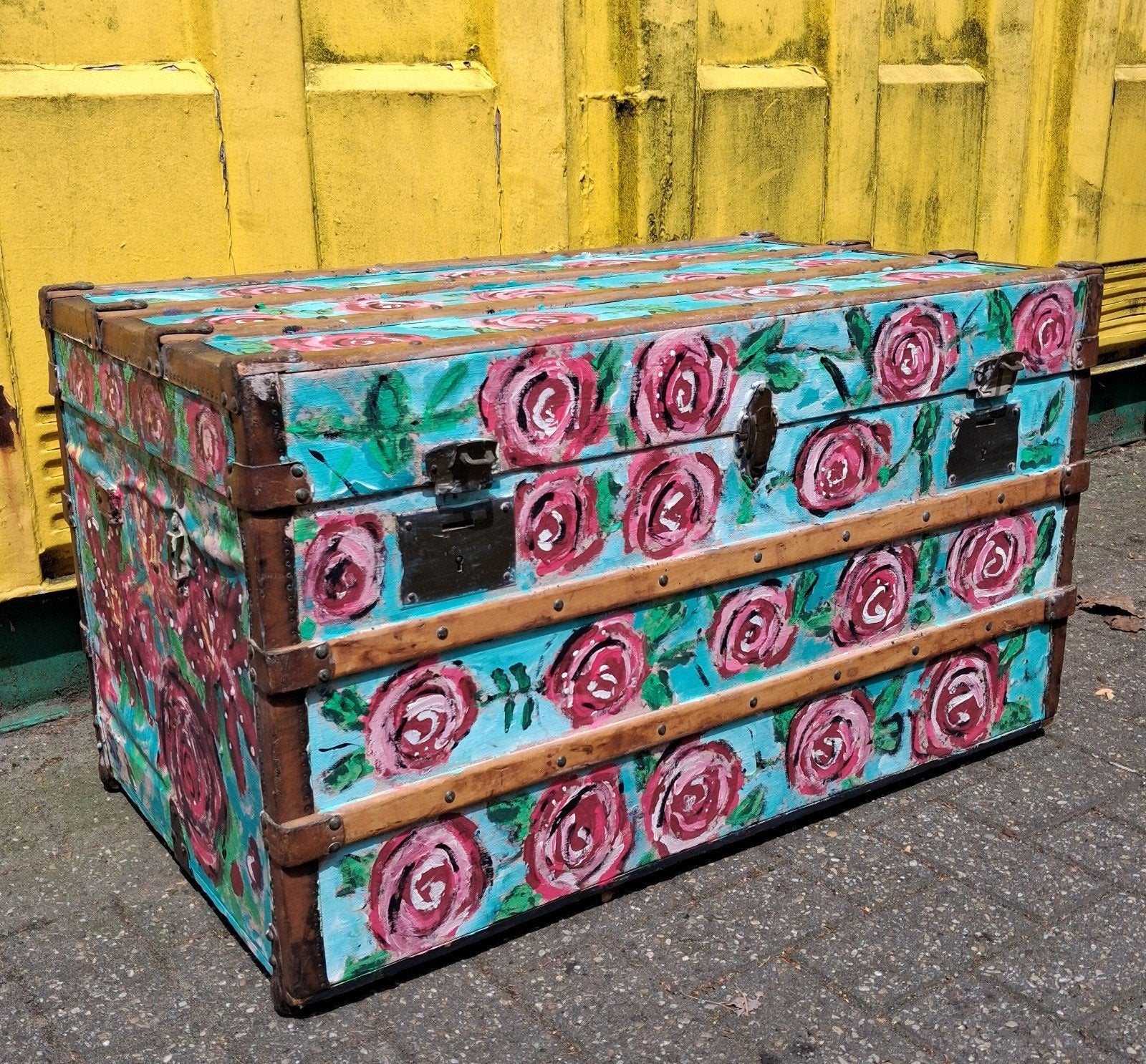 Antieke/Brocante/Handgeschilderde /Kist, Ophalen of Verzenden