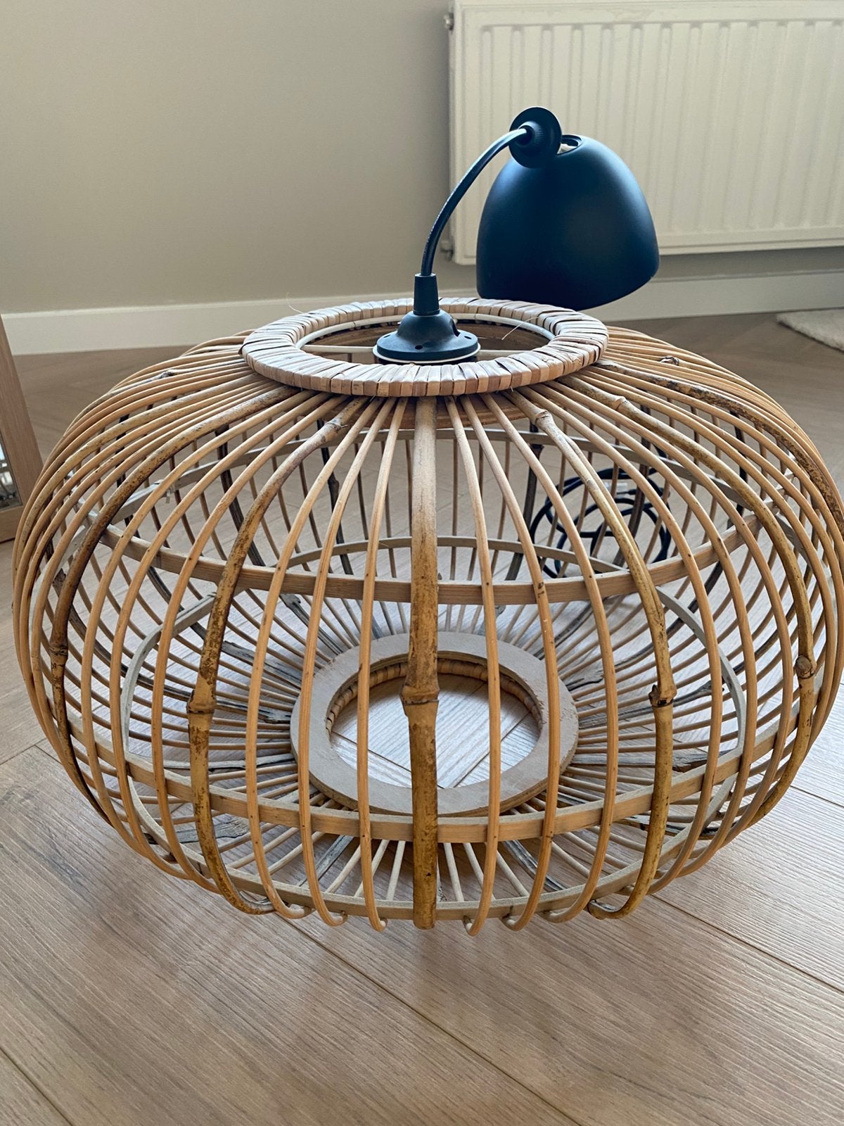 Mooie rieten hang lamp, Ophalen, Zo goed als nieuw, Minder dan 50 cm