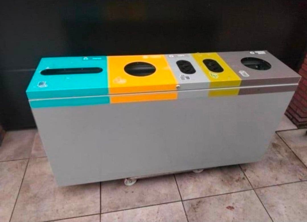 Te koop kantine prullenbak sorteerder recycle bak met 5 vakk, 40 liter of meer, Ophalen of Verzenden