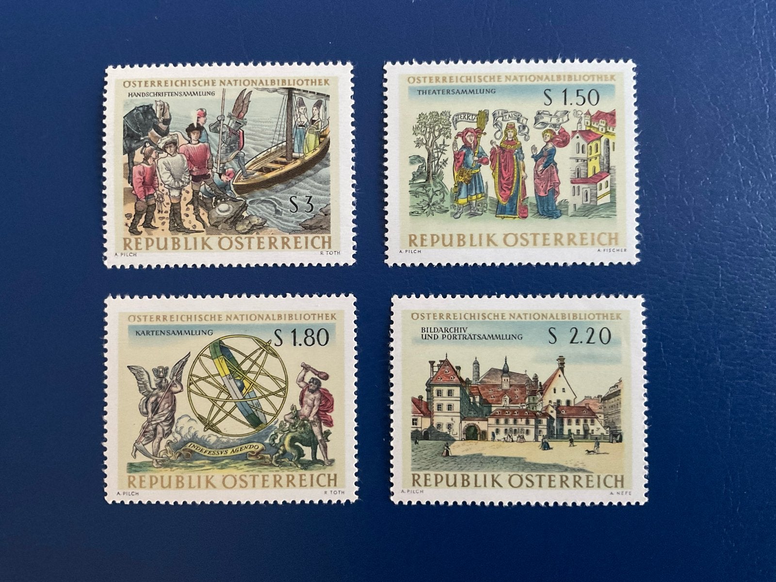 Oostenrijk 1966: Kunstschatten Nationale Bibliotheek (4 zege, Verzenden, Postfris