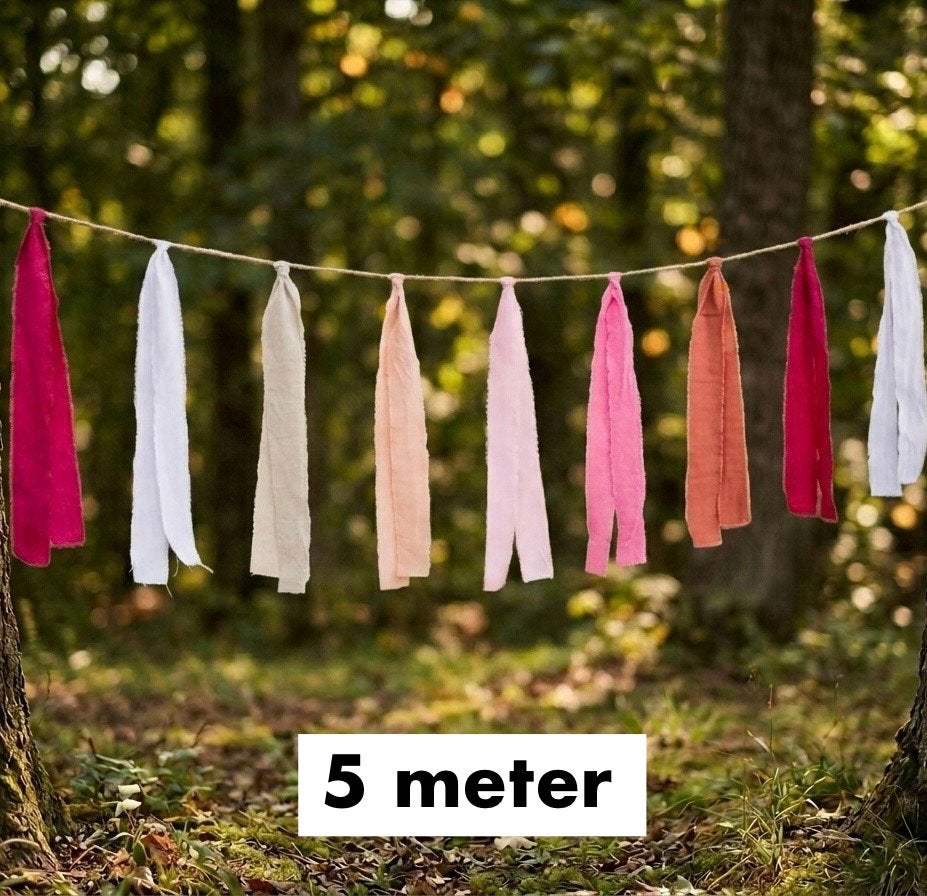 Nieuwe stoffen slinger 5 meter (roze kleuren), Ophalen of Verzenden, Nieuw, Versiering, Geboorte of Huwelijk